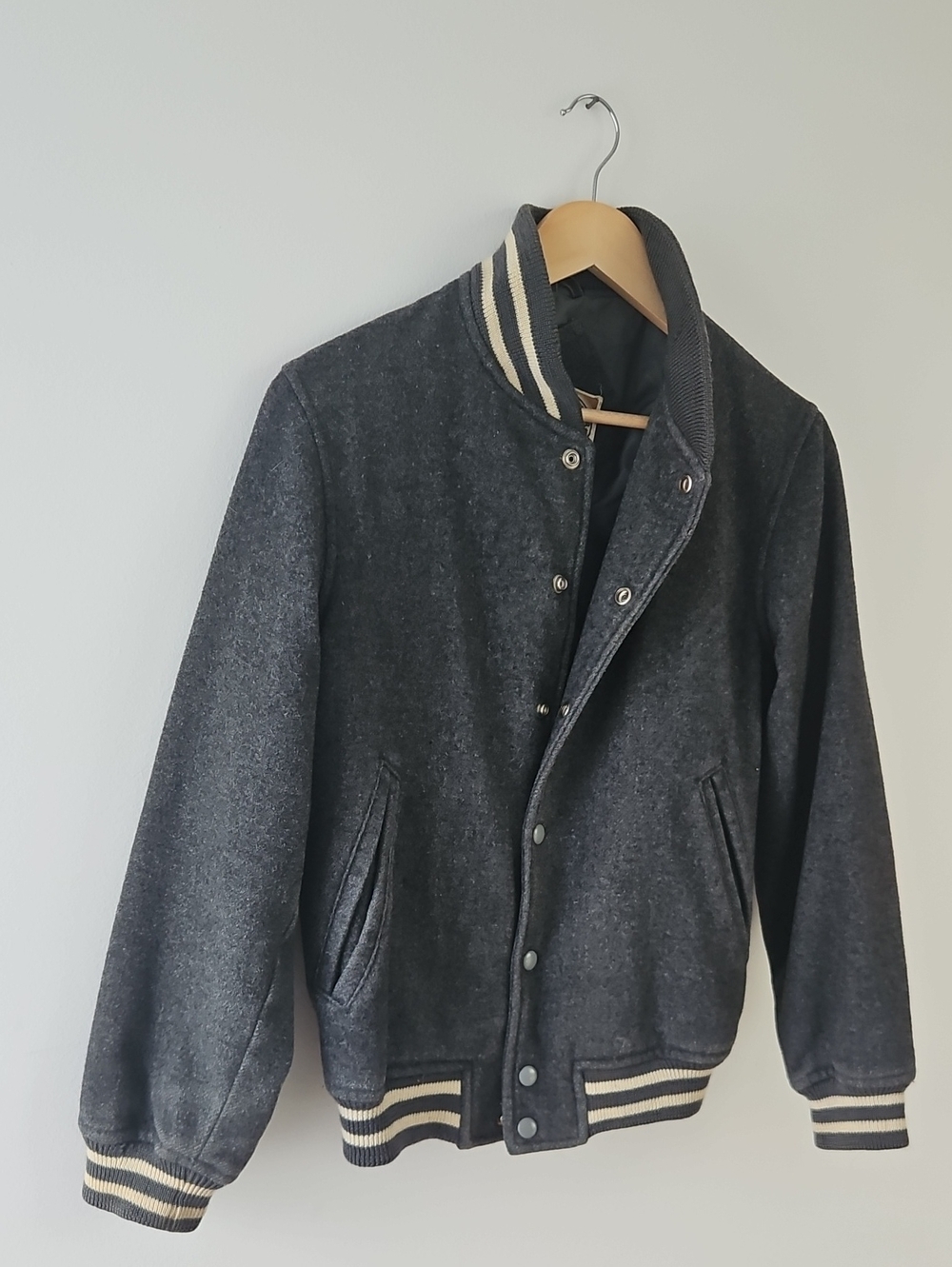 Vintage Grey Lined Varsity Stadium Jacket